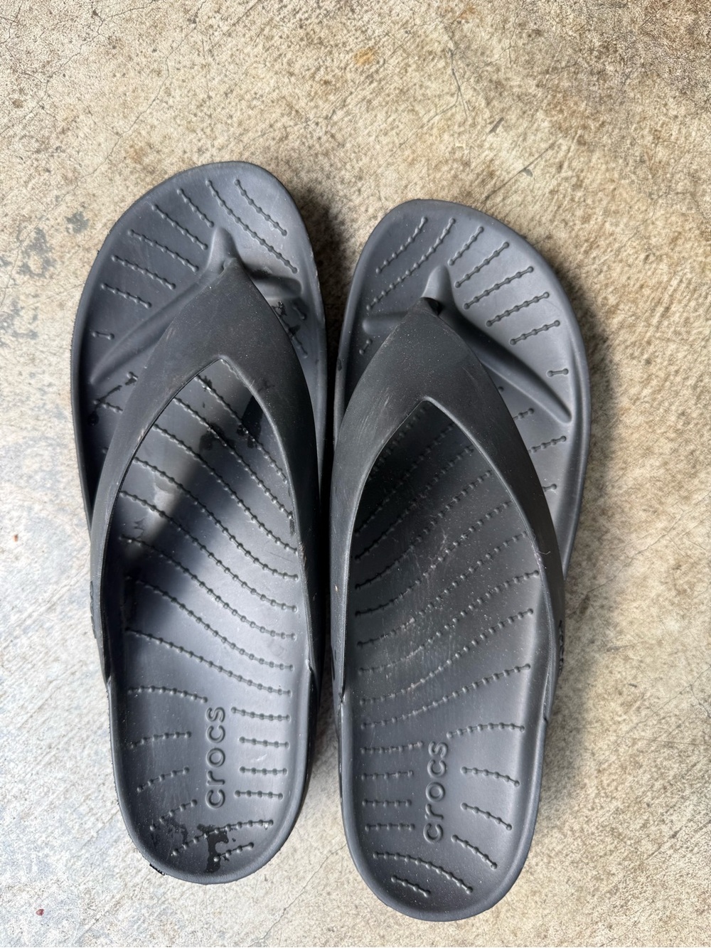 CROCS Men’s Black Flip-Flop Sandals - Cushioned Footbed